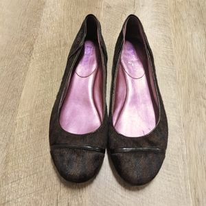 Coach Poppy Calf Fur Ballet Flats Brown and black Zebra Print